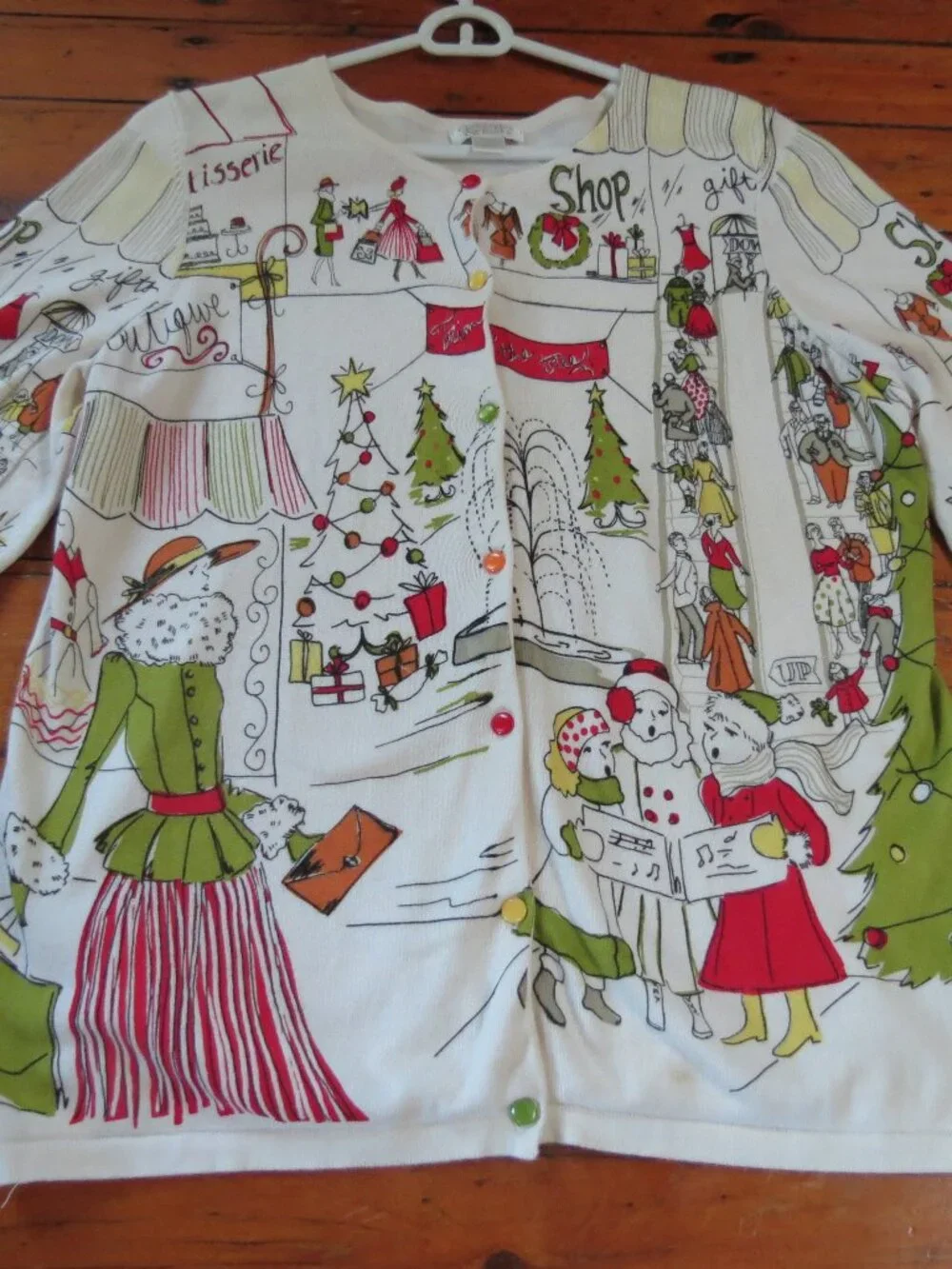 Christopher & Banks Cardigan Sweater Holiday Shopping French Scene Christmas